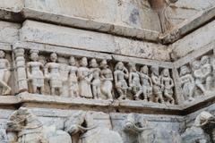 detailed frieze on the walls of Jagdish Temple in Udaipur