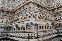 Carved friezes on outer walls of Jagdish Temple in Udaipur, Rajasthan, India