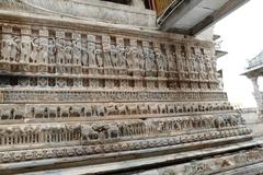 Carved friezes on the exterior wall of Jagdish Temple in Udaipur