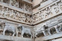 Sculpted friezes on the exterior walls of Jagdish Temple in Udaipur