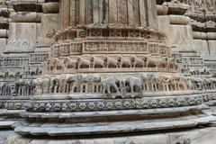 Sculpted friezes at the base of a column in Jagdish Temple, Udaipur