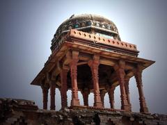 Jahaz Mahal in Mandu at sunset with reflection in the water