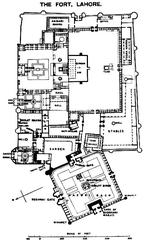 Plan map of Lahore Fort from 1911