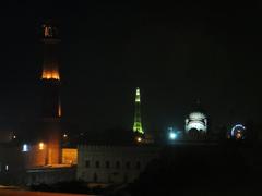 beautiful view of a monument in Lahore, Pakistan, with surrounding cityscape