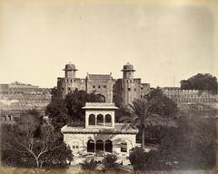 Hazuri Bagh Pavilion and Lahore Fort in 1863