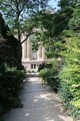 Jardin de la Nouvelle-France with Palais de la Découverte in the background in Paris