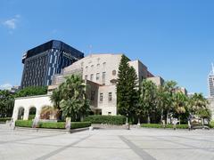 View of Xinsheng Daily Plaza and Zhongshan Hall under renovation from Zhongshan Hall Plaza in Taipei City