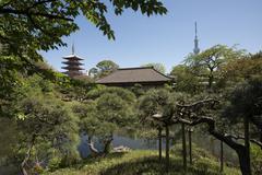 Dembo-in temple garden, Sensō-ji pagoda, and Tokyo Sky Tree