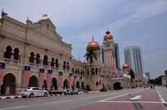 Dataran Merdeka aerial view with historical buildings in Kuala Lumpur