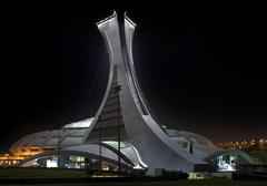 Olympic Stadium of Montreal at night back-left view