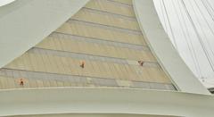 Braves workers restoring the Olympic Stadium Tower in Montreal, Québec, Canada