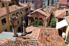 Palazzo Fortuny in Venice with Venetian chimneys