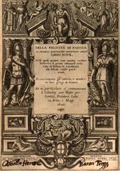 Front page of Della Felicità di Padova with introduction and symbols of Padua