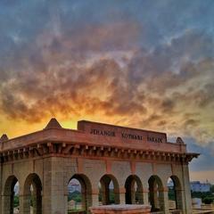 monument during an intense sunset in Kothari Parade, Pakistan