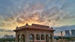 sunset at Kothari Parade monument in Pakistan