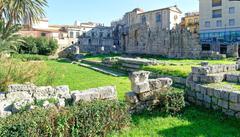 The old city of Siracuse with historical buildings and a cathedral