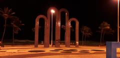 Night view of Atalaia waterfront arches in Aracaju