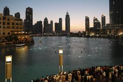 Burj Khalifa lake in the evening