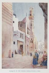 Street scene with mosques in Cairo