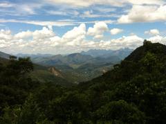 Scenic mountain landscape with clear blue sky