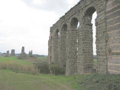 Aqua Claudia aqueduct with Anio Novus channel near Romavecchia, Rome