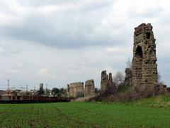 Aqua Claudia near Romavecchia in Rome with Anio Novus channel on top