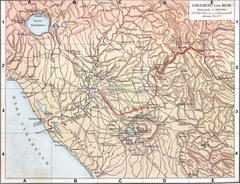 1886 historical map showing Aqua Claudia in red