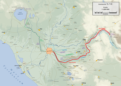 Map of ancient Latium with aqueducts of Rome