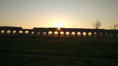 Sunset view of Aqua Claudia in Rome