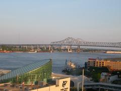 View of Crescent City Connection and Mississippi River from Westin Hotel balcony