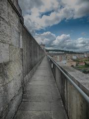 North sidewalk of Aguas Livres Aqueduct in Lisbon, Portugal