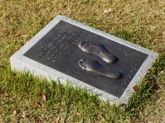 memorial sculpture of footprints on the grass at Seodaemun Independence Park in Seoul