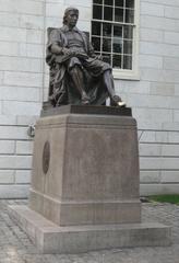 John Harvard statue in Harvard Yard, Cambridge, Massachusetts