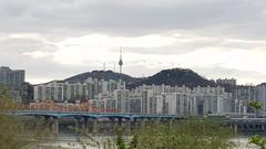 N Seoul Tower and Dongho Bridge at twilight