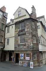 Edinburgh Royal Mile street view with pedestrians