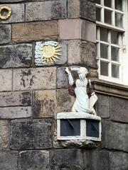 John Knox House West wall detail in Edinburgh