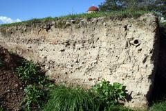 Stratigraphy at the edge of the excavation area in Kerameikos Cemetery, Athens