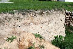 Stratigraphy at the edge of Kerameikos Cemetery excavation area in Athens