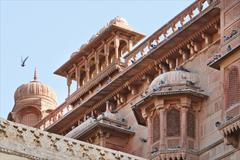 Façade of a Moghul-style palace at Junagarh Fort, Bikaner