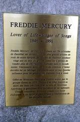 Hommage à Freddie Mercury plaque under his statue in Montreux, Switzerland