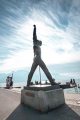 Statue of Freddie Mercury in Montreux by Lake Geneva