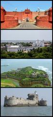 Monuments of Diu including Zampa Gateway, Churches of São Paulo and São Thomás, Citadel of Diu, and Fortim do Mar