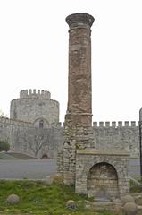 Courtyard of Yedikule in Istanbul with minaret and East tower