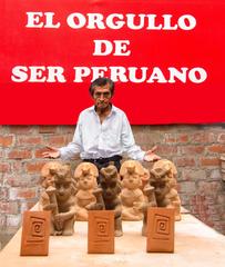 Enrique Niquin, creator of the Museo de los Colliq, standing inside the museum