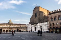 Piazza Maggiore monument in Bologna, Italy.