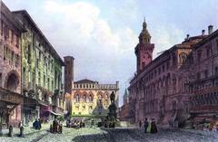 Piazza Maggiore in Bologna around 1855