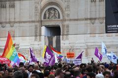 Flags in Piazza Maggiore at Bologna during Bologna Pride 2012