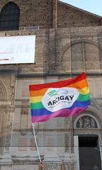 Arcigay flag at Piazza Maggiore during Bologna Pride 2012