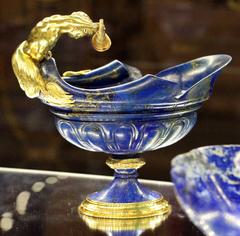 lapis lazuli boat-shaped pitcher with gold mount