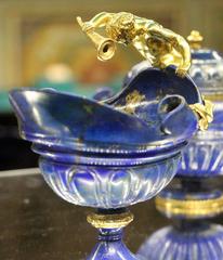 lapis lazuli decorative pitcher with gold accents